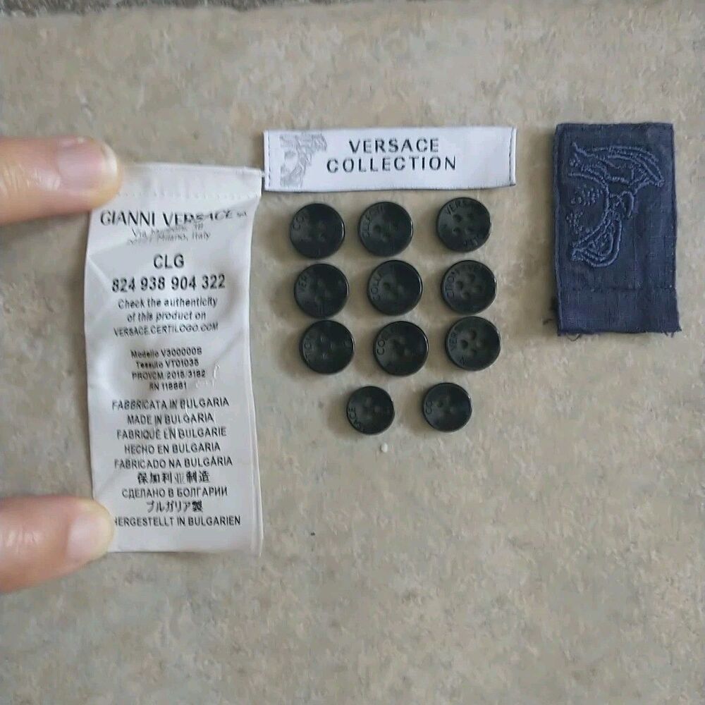 Versace Collection Buttons Replacement Shirt SpellOut Logo Flat 4 Hole NavyBlue